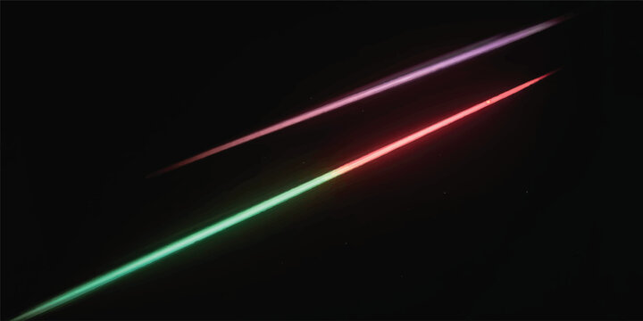 A digital art animation of a dark space background featuring abstract colorful light rays and a blue neon laser beam in motion, creating a glowing energy wave effect loop
