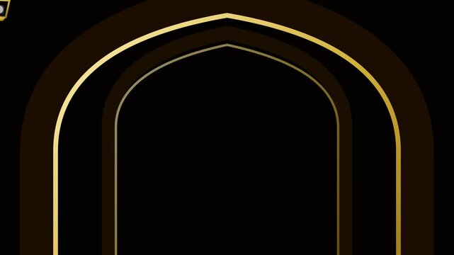 Golden Islamic Arch Frame Loop Motion Graphics Overlay