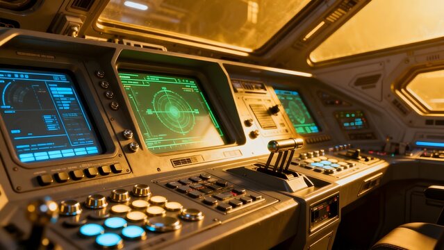 Futuristic spacecraft control panel