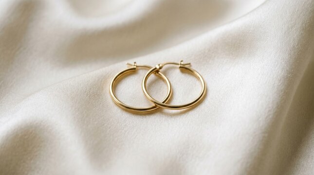 Luxury Gold Hoop Earrings on Neutral Background
