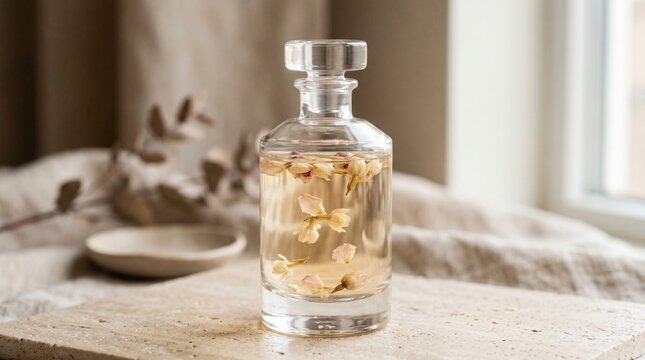 Luxury Perfume Bottle with Golden Petals