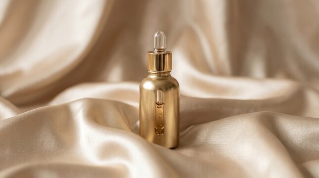 Luxury Gold Perfume Bottle on Satin Fabric