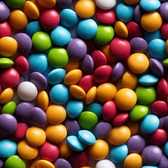 Obraz premium Colorful Candy Coated Chocolate Background with Assorted Sweet Treats