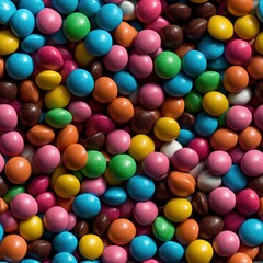 Obraz premium Colorful Candy Coated Chocolate Background with Assorted Sweet Treats