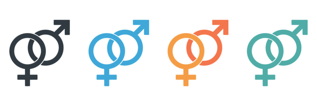 Gender equality symbol set in vibrant modern colors representing diversity, inclusion, and equal rights concepts.