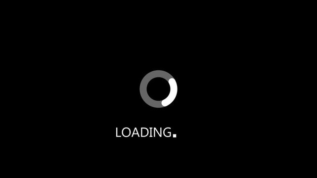 Loading circle animation on black background. Loading circle digital status indicator. Loading circle technology interface graphic on black background for system waiting.
