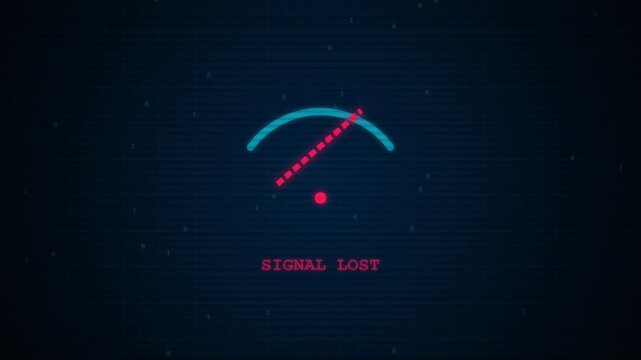 Digital Signal Lost Notification Icon With Binary Data Background