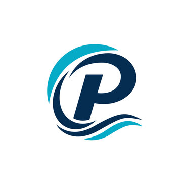 Letter P Logo with Wave  vector Design