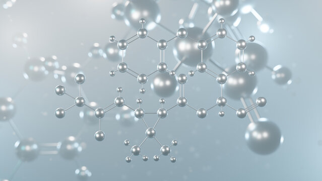 cyhalothrin molecular structure, 3d model molecule, pyrethroid insecticide structural chemical formula view from a microscope