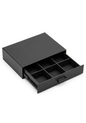 Obraz premium Black cash drawer with compartments open and empty