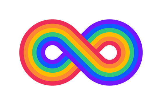 Pride Infinity Symbol with Rainbow Stripes. Pride Flag Infinity Symbol Vector Illustration for LGBTQ Pride Month Equality, Diversity and Inclusion. 