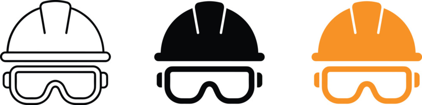 Industrial Worker Safety Helmet Vector Illustration Set for Labor Protection Gear