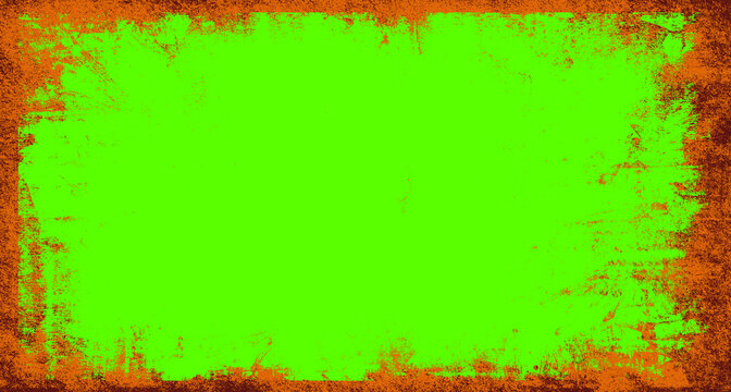 Orange Halloween green screen background with distressed dark brown border and subtle grunge effect