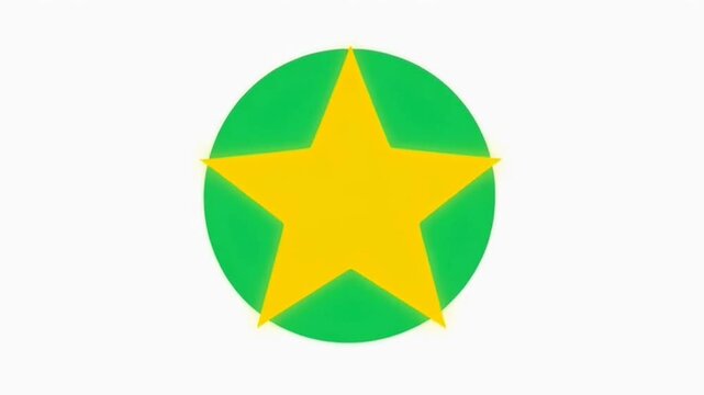 Graphic design of a yellow star on green circle.