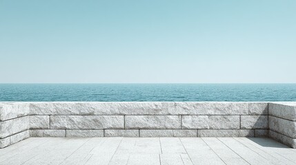 Fototapeta premium Light Cyan-Gray Geometric Stone Wall Coast, Modern Widescreen Design