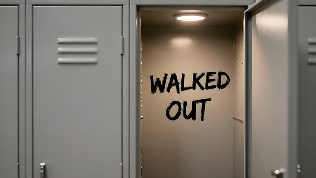 walked out empty locker workplace exit and employee resignation concept