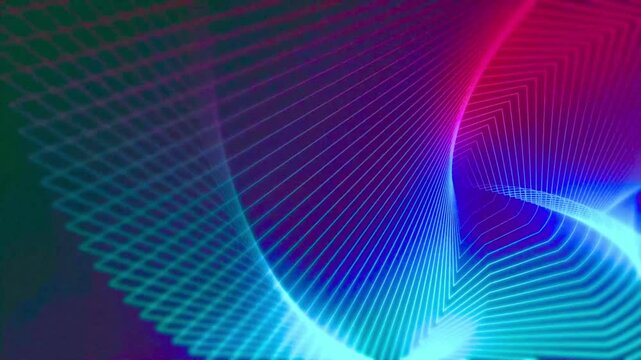 Abstract light trails forming organic wave patterns in dark space