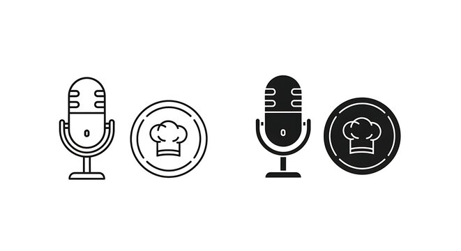 Microphone and podcast recording badges set