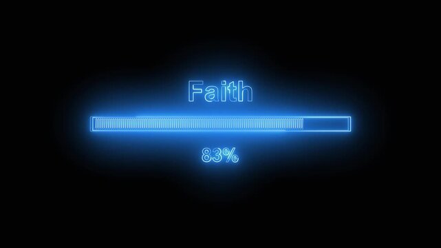 Loading bar animation with blue neon. Loading bar forty nine percent complete. Loading bar digital interface graphic on black background for status.