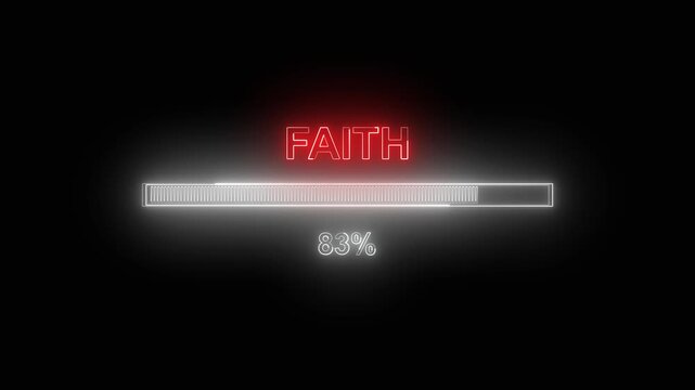 Loading bar animation with red neon. Loading bar forty nine percent complete. Loading bar digital interface graphic on black background for status.