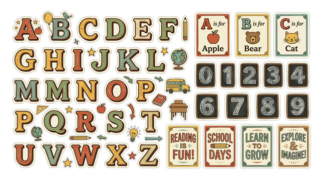 Colorful Alphabet Letters and Numbers.