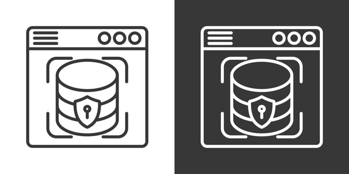 Database Scan Icon Set Vector Collection Isolated In Black And White