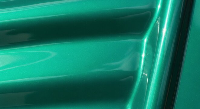 Abstract Emerald Green Liquid Flowing Surface with Light Reflections.