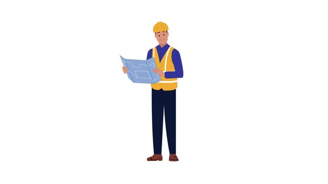 A stock animation video of a Construction engineer at work 