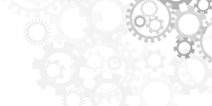 Interlocking gears mechanical abstract background with transparent industry technology