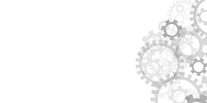Interlocking gears arrangement with transparent background and white space mechanism technology industry