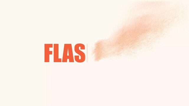 Orange &ldquo;FLASH SALE&rdquo; text blows away like sand in the wind on a white background, dynamic promo animation perfect for discounts, retail ads, seasonal offers and marketing visuals