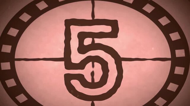 Number nine on film countdown leader vintage clock face