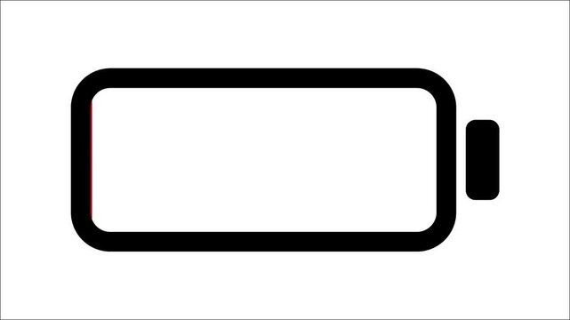 Animation Red Low Battery Icon Charging To Full Green Loop on white background 4K.