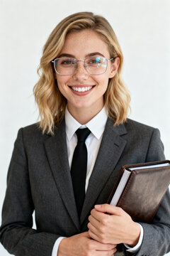 Businesswoman in suit and glasses