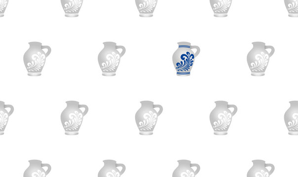 Apfelwein Bembel: Nahtloses Hintergrund Muster, transparent ohne Hintergrund. Typische in der Gastronomie, Getr&auml;nk aus Hessen