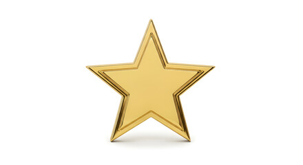 Obraz premium A shiny gold star symbol on a plain white background