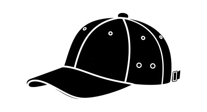 Black baseball cap with button details front view