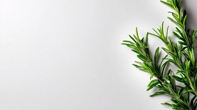Minimalist organic background with a single green herb