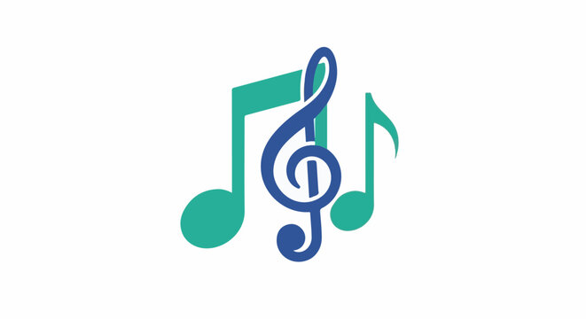 Colorful music notes and a treble clef create a dynamic composition
