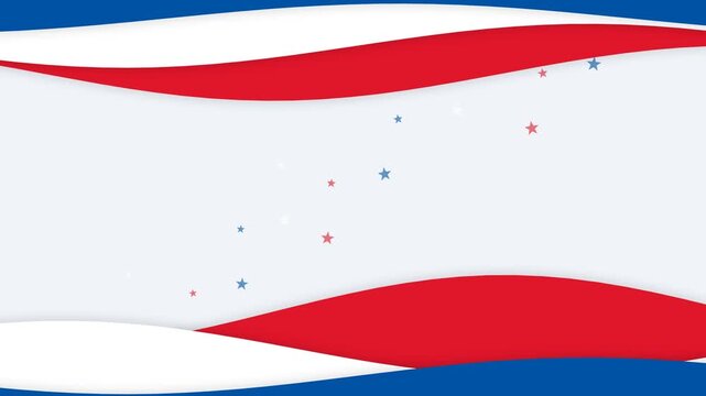 Patriotic abstract wavy background loop in red white and blue, USA 4th of july independence day concept