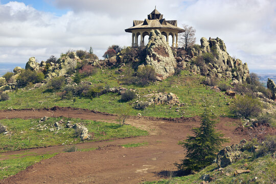 Beautiful Gazebo on top of the hill in local park. Afyonkarahisar, Turkey 