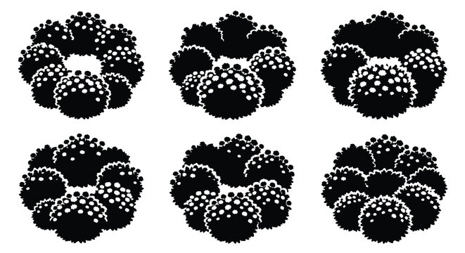 fractal patterns collection black and white silhouette