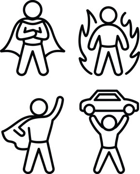 Stick figures with superpowers and in dangerous situations