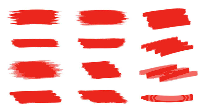 Vibrant red artistic paint stroke marker texture scarlet ink underline highlight crimson watercolor brush element graphic vector design swipe for emphasis and decoration