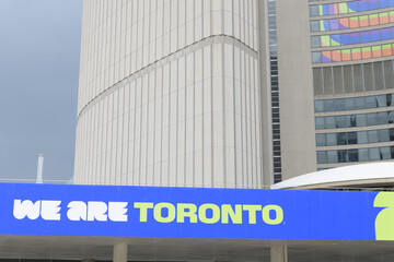 Fototapeta premium FIFA World Cup 2026 tournament branding or host city dressing at Toronto City Hall