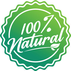 Naklejka premium Organic 100 percent natural badge. Fresh food quality certification stamp. Sustainable leaf logo icon isolated on white background vector