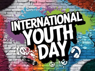 Fototapeta premium Graffiti-inspired International Youth Day typography illustration