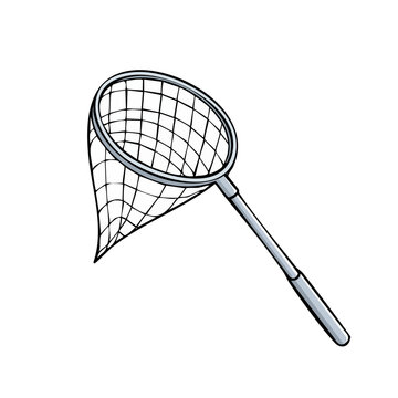 Handheld Fishing Net or Butterfly Net Tool Isolated on White