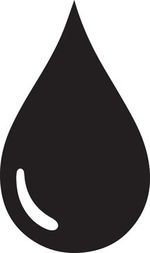 Black teardrop shape with white highlight isolated on transparent background