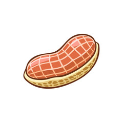 Fototapeta premium Cartoon illustration of a single peanut in its shell with a patterned texture